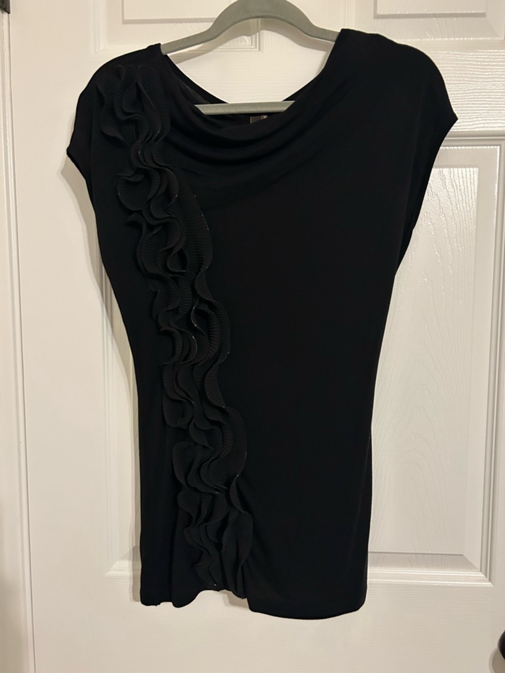 Kische Black Ruffle-Accent Top